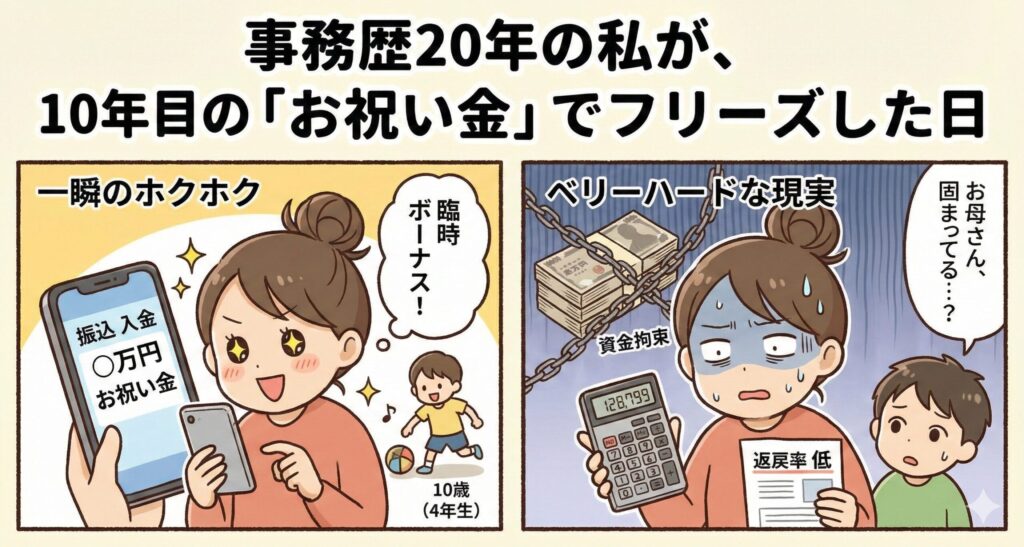 事務歴20年の私が、10年目の「お祝い金」でフリーズした日